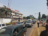 This was the situation in front of Starr FM as at 10:30am Tuesday