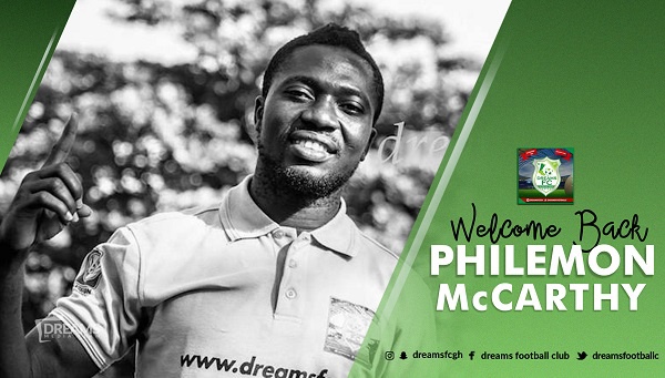 Goalkeeper Philemon McCarthy has rejoined Dreams FC