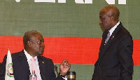 President Mahama in a chat with Finance Minister Seth Terkper