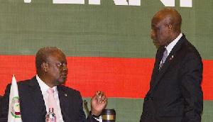 President Mahama in a chat with Finance Minister Seth Terkper