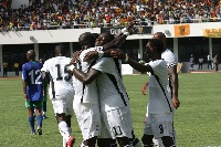 Black Star players celebrating a goal