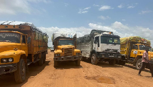 Truck with relief supplies for Sudan's Darfur region