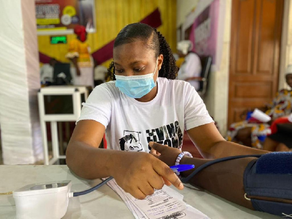 Health personnel during the screening