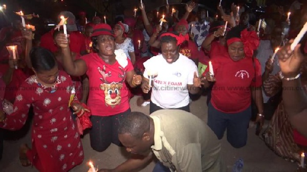 Some residents in Sekondi-Takoradi held a vigil for the three kidnapped girls