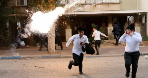 Police used stun grenades to disperse the crowds in the city of Bnei Brak