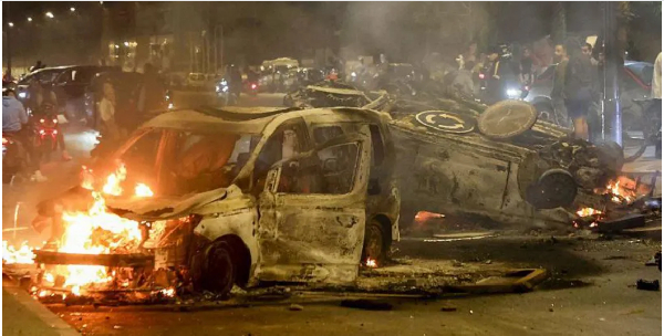 Police and private vehicles have been torched in the unrest in Morocco