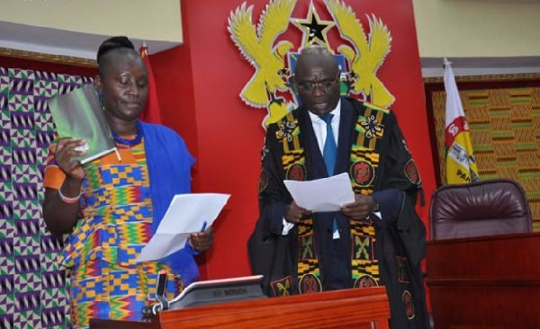 Gifty Twum Ampofo being sworn in
