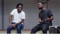Ghanaian singer and writer Akwaboa (L) and rapper Sarkodie (R)