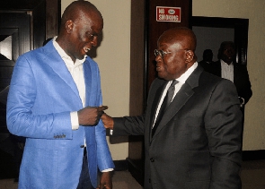 An old photo of President Akufo-Addo (R) having a chat with Haruna Iddrisu