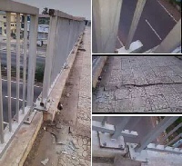 Parts of the Dzorwulu footbridge has developed major cracks and faults