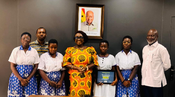 Abla Dzifa Gomashie with some of the students