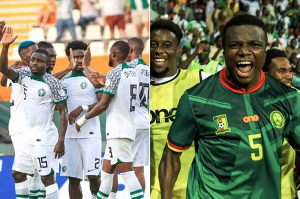 A grid photo of Nigeria and Cameroon players
