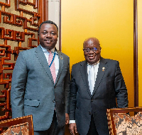 The MP for Assin South, Rev John Ntim Fordjour (L), former President Akufo-Addo