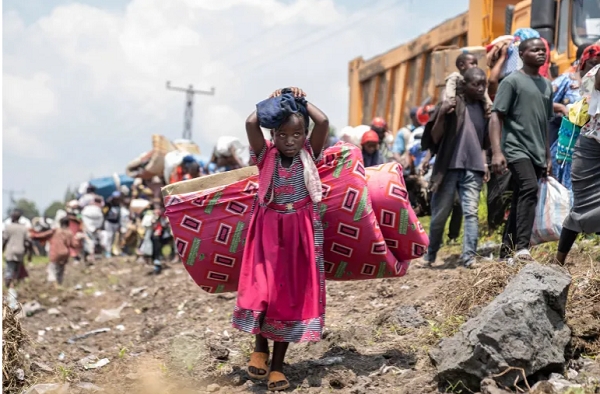 Thousands fleeing the continuing conflict between government forces and M23 rebels