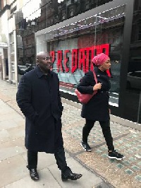 Dr Bawumia with his wife on the streets of London