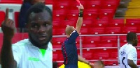 Frimpong was sent off the gesturing at the fans who racially abused him