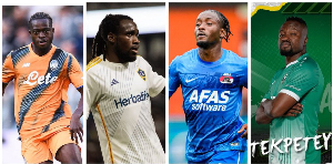 A photo grid of Ghanaian players who scored over the weekend