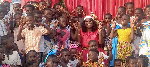 Judith Adjobah Blay having fun with some of the children