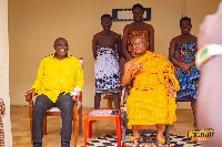 Alan Kyerematen seated with Ejisu Manhene, Nana Afrane Okese IV