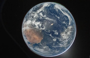 Earth as seen from the Orion capsule in a new image taken last week
