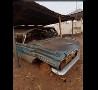 An image of the unrecognizable 1960 Chevy Impala car gifted to the Chief of Tumu by Dr Nkrumah