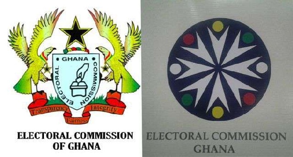 The old Ghana Electoral Commission logo (L) and the new logo (r