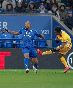 Tariq Lamptey curls in one against Leicester City