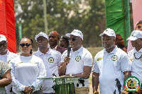Ahmed Ibrahim (third from R) has vowed tougher enforcement as National Sanitation Day is relaunched