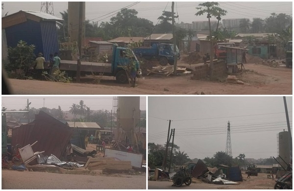 Scenes from the demolishing exercise in Oyibi and Adenta Barrier