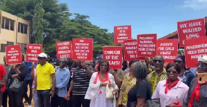 Aggrieved Gold Coast Fund customers during a protest