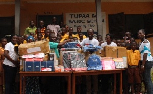 AirtelTigo donated school supplies such as exercise books, mathematical instruments, school bags