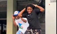 Afronitaaa (in black shirt) dancing with Dancegod Lloyd (in white shirt)