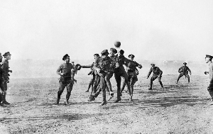England and German soldiers playing football