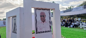 A photo of the funeral grounds of Professor Kofi Blay's funeral at Esiama