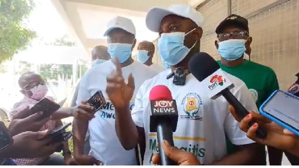 Health Minister Kwabena Mintah Akandoh interacting with the media at Wa