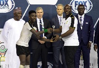 Isaac Twum receiving an award for being the overall Best Player in the WAFU tournament