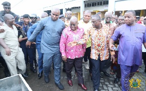 President Akufo-Addo being shown around by Joseph Siaw Agyepong