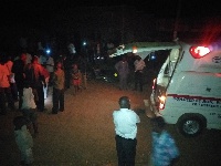 Locals at the scene of accident in Nangara Tradinf Centre