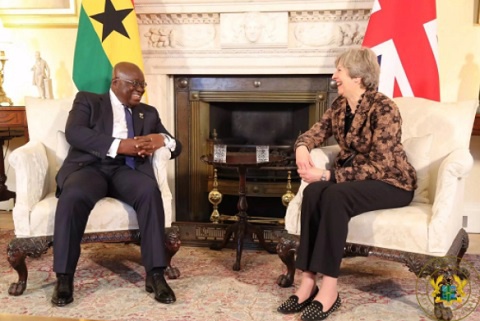 President Nana Addo Dankwa Akufo-Addo with British prime minister, Theresa May