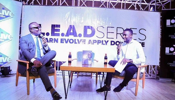 Bola Ray (L) speaking to Jay Foley at the LEAD series