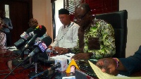 Dr. Kwabena Donkor, former Minister of Power addressing the press.
