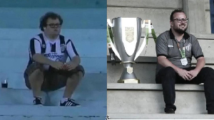 Tiago as a fan (L) and when he became the Club's president (R)