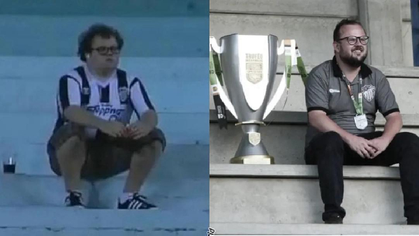 Tiago as a fan (L) and when he became the Club's president (R)