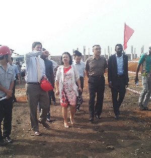 Chinese Ambassador to Ghana, H.E. Sun Baohong (middle) with her entourage