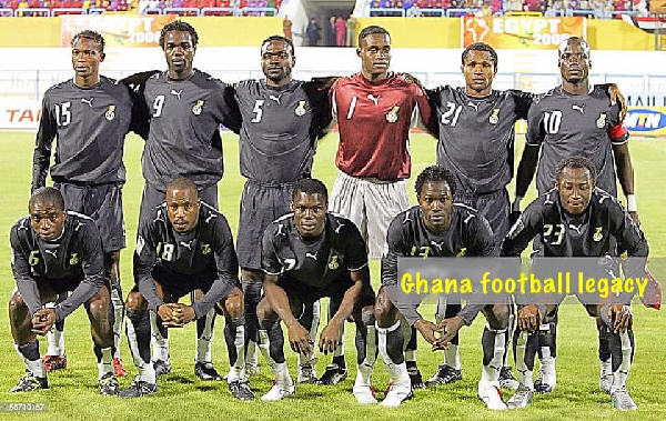 Players of the Black Stars before the game against Zimbabwe