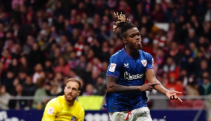 Nico Williams after scoring against Atletico Madrid