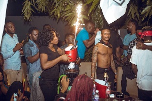 Wizkid and others partying at Kikibee