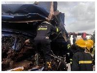 The driver was successfully extricated from the truck