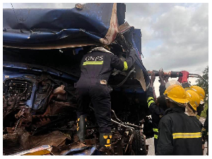 The driver was successfully extricated from the truck