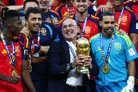 Luis de la Fuente (in suit) is the head coach of the La Roja